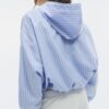 Basics gestreept nylon jack met capuchon