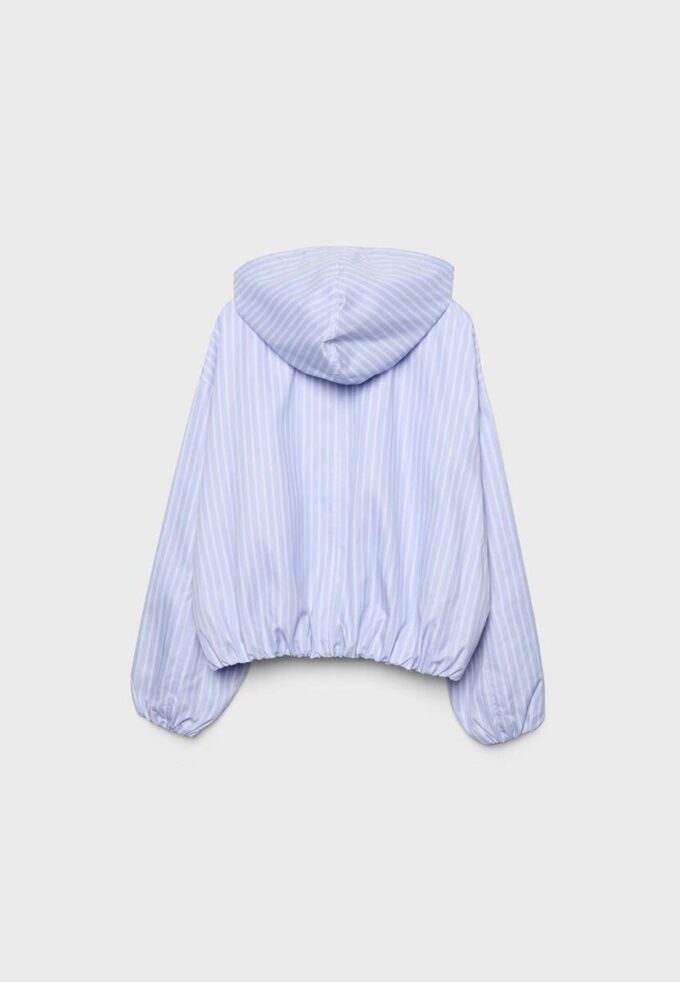 Basics gestreept nylon jack met capuchon
