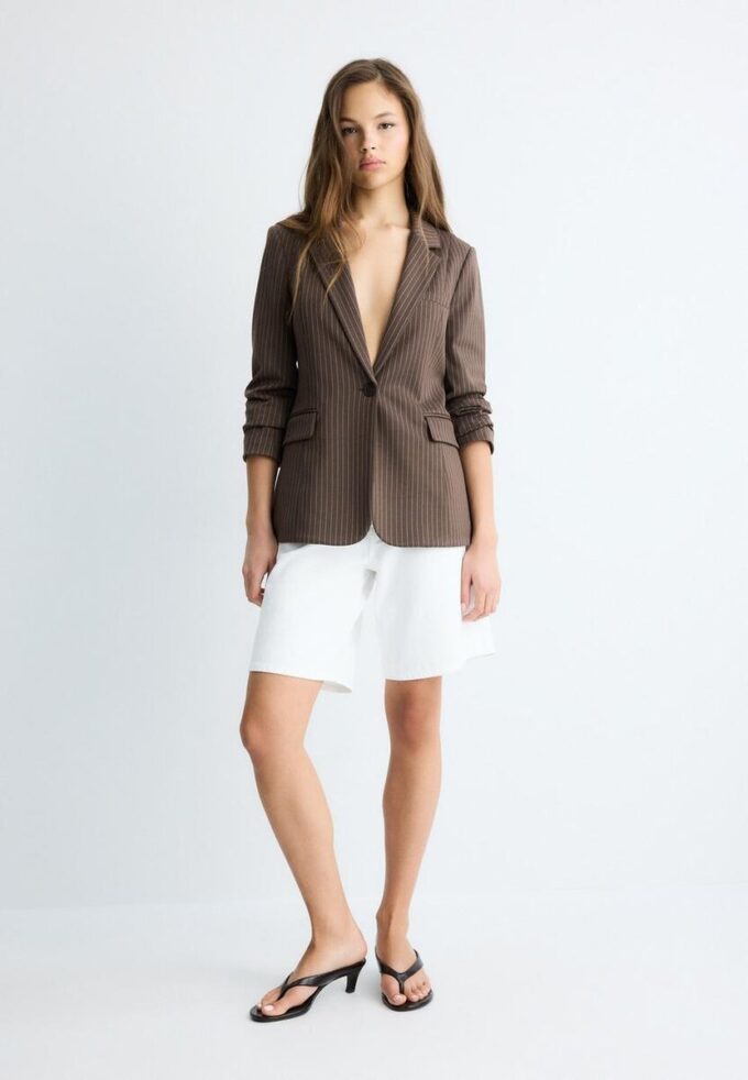 Basics gestreepte gebreide Blazer