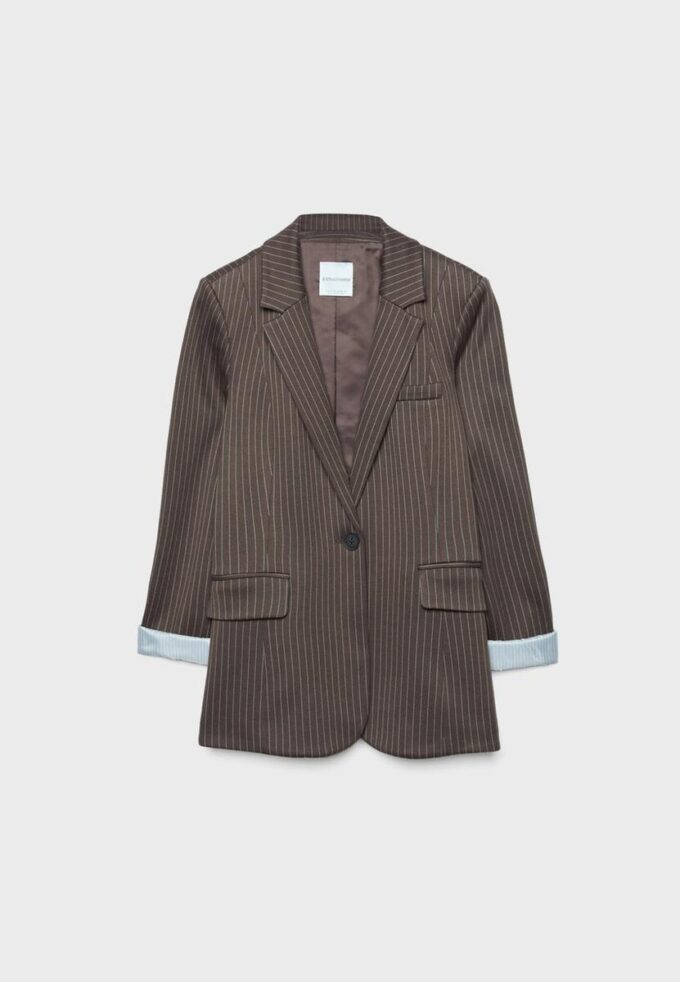 Basics gestreepte gebreide Blazer
