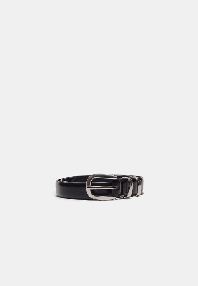 Basics glanzende riem met leereffect