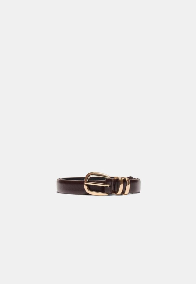 Basics glanzende riem met leereffect