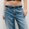 Basics glanzende riem met leereffect