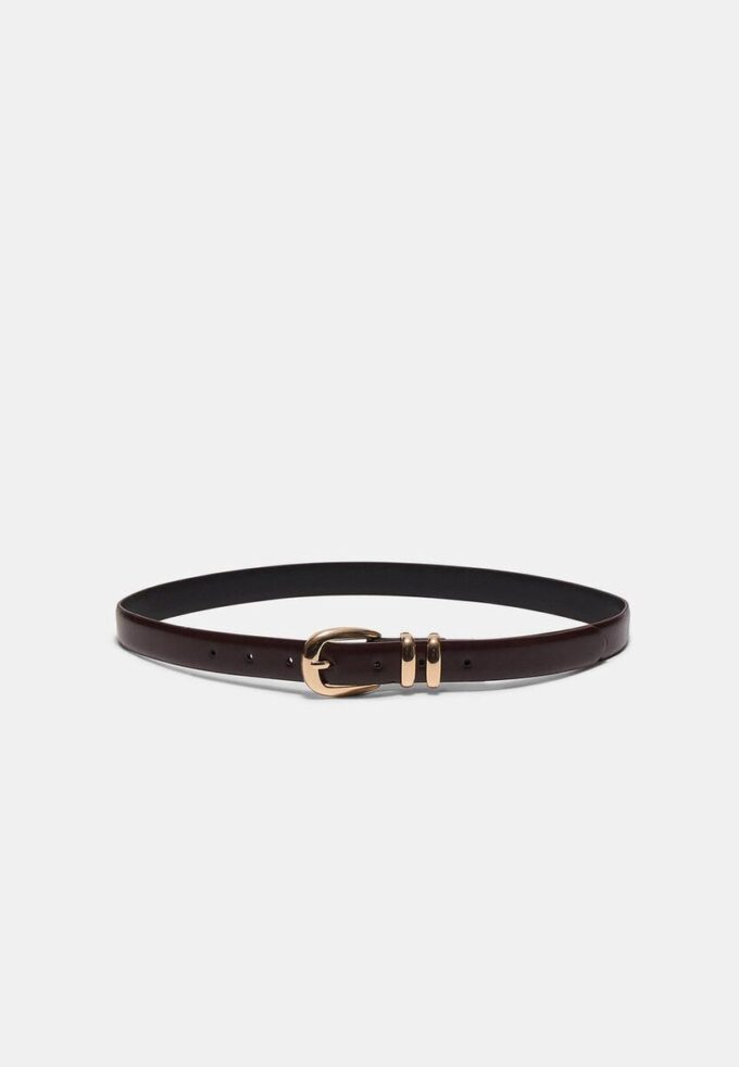 Basics glanzende riem met leereffect