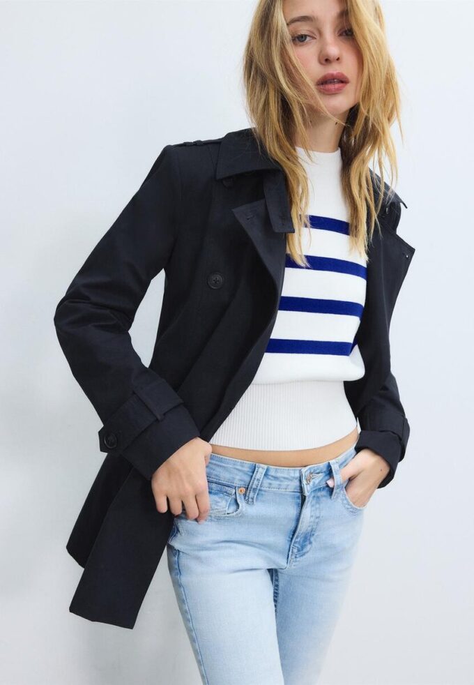 Basics korte trenchcoat