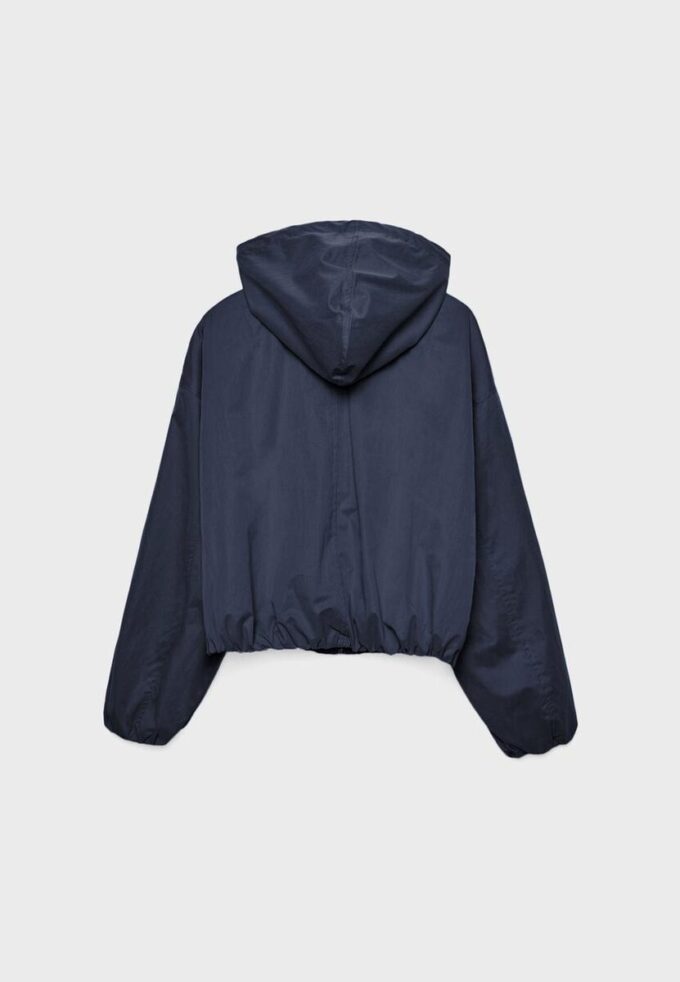Basics nylon jas met capuchon