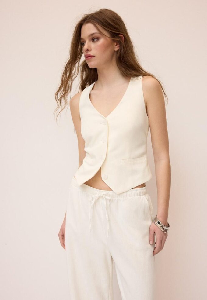 Basics-vest van linnenmix