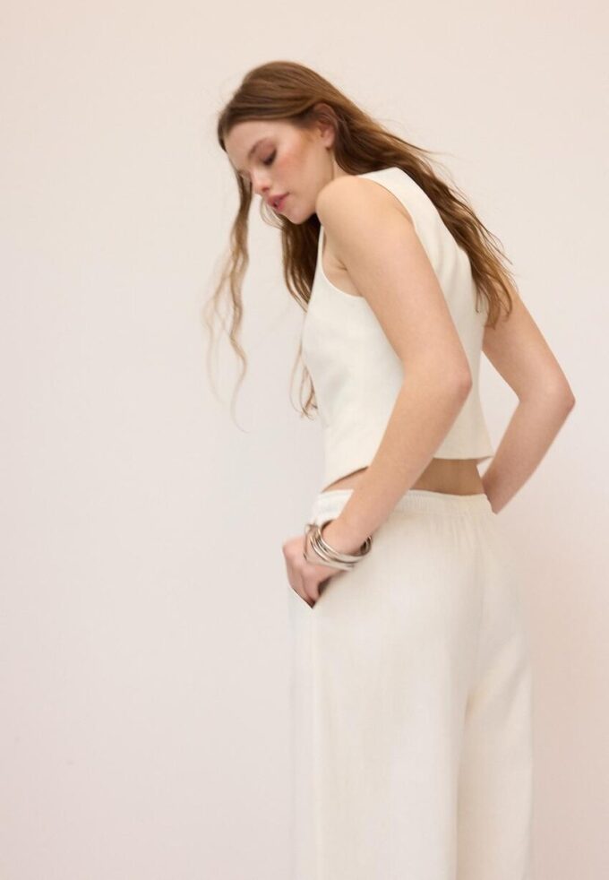 Basics-vest van linnenmix