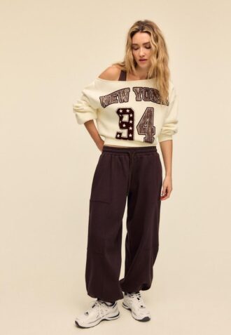 Bedrukt sweatshirt met boothals met prints