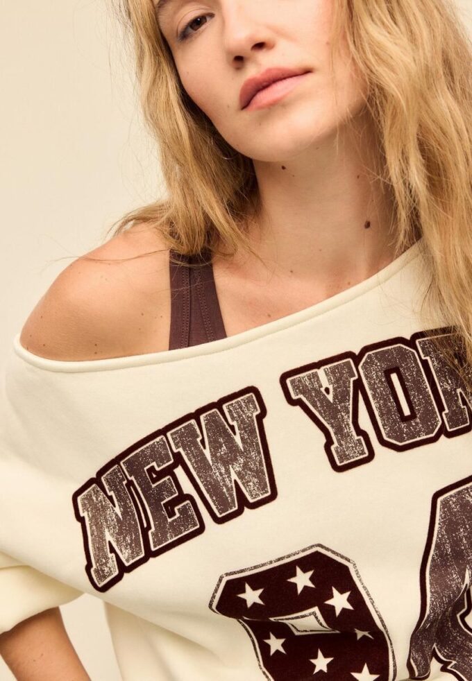 Bedrukt sweatshirt met boothals met prints