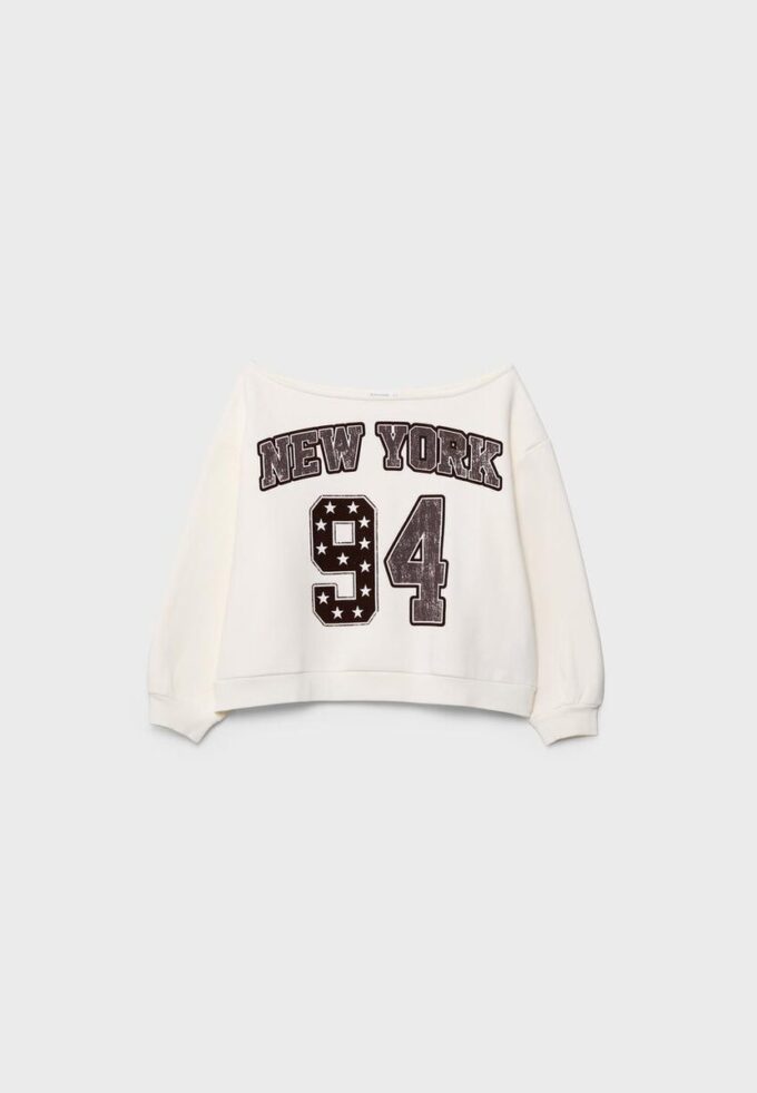 Bedrukt sweatshirt met boothals met prints
