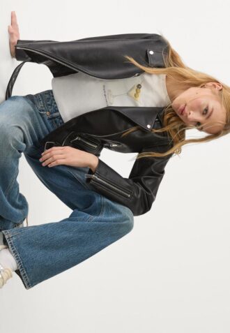 Bikerjack met leerlook