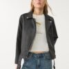 Bikerjack met leerlook