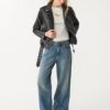 Bikerjack met leerlook