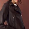 Bikerjack met leerlook