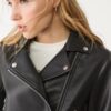 Bikerjack met leerlook