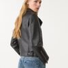 Bikerjack met leerlook