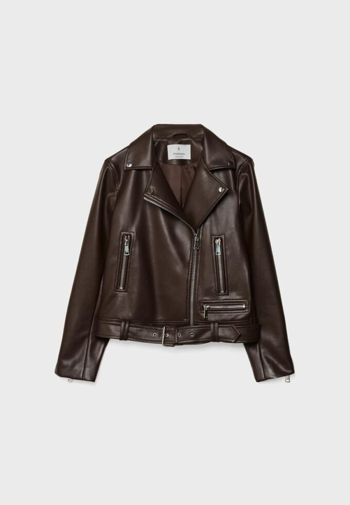 Bikerjack met leerlook