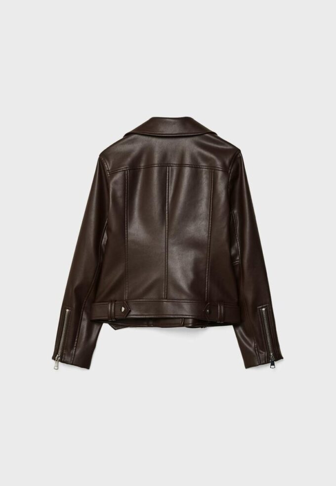 Bikerjack met leerlook
