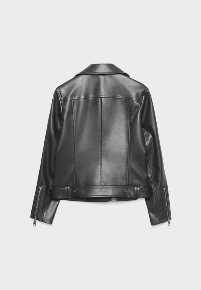Bikerjack met leerlook