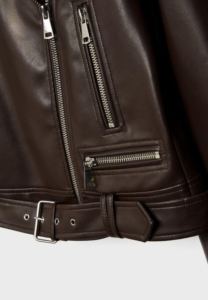 Bikerjack met leerlook
