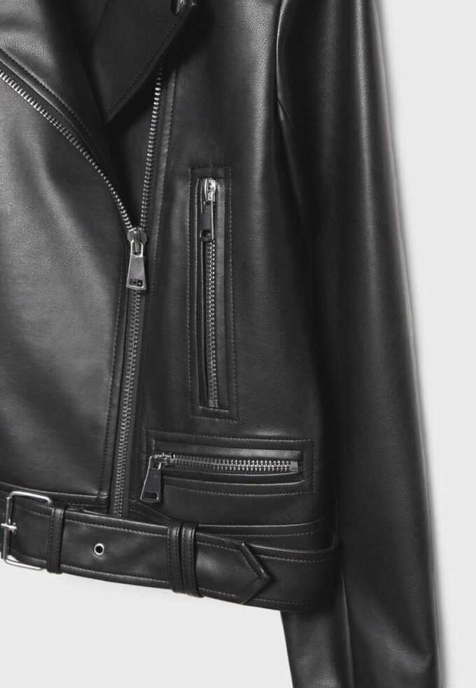 Bikerjack met leerlook