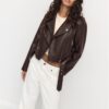Bikerjack van imitatieleer met riem Bikerjack van imitatieleer met riem