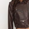 Bikerjack van imitatieleer met riem Bikerjack van imitatieleer met riem