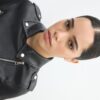 Bikerjack van imitatieleer met riem