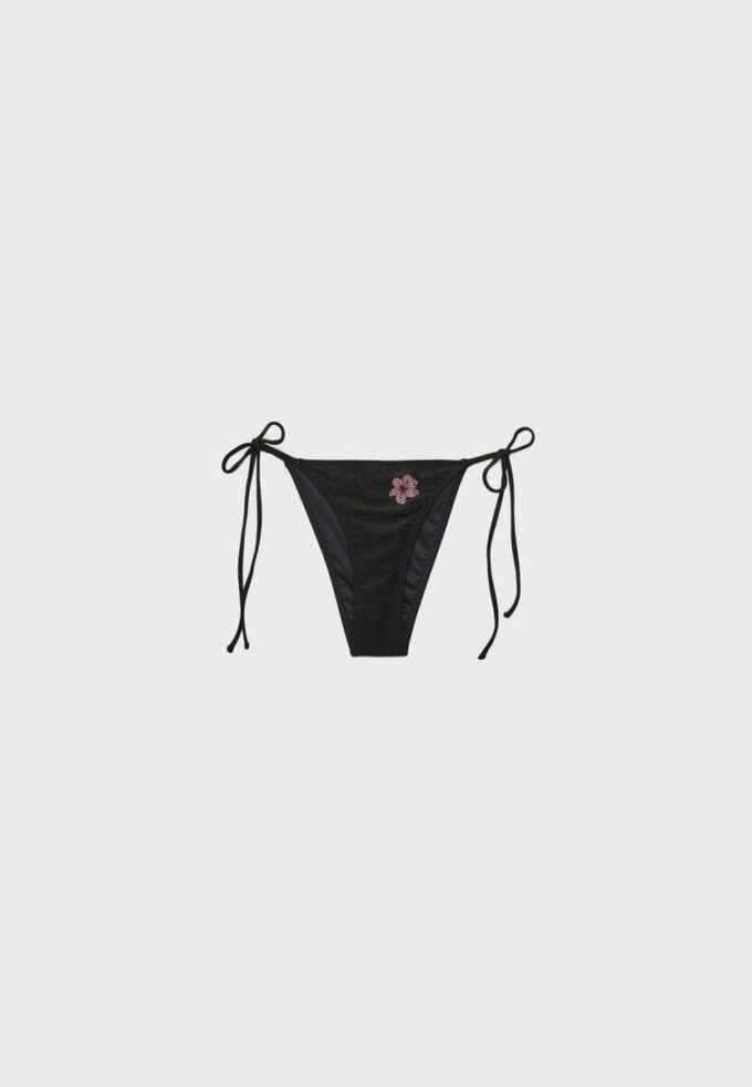 Bikini-slip met geborduurde bloemen