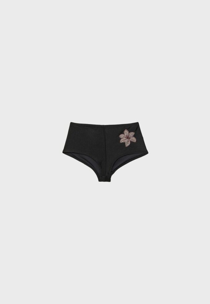 Bikinibroekje met geborduurde bloemen