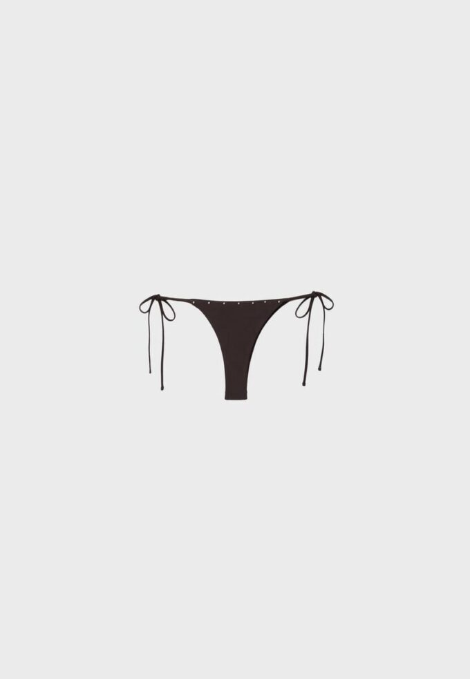 Bikinibroekje met studs en strikbandjes