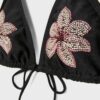 Bikinitop met geborduurde bloemen