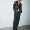 Blazer met reguliere pasvorm en leerlook Blazer met reguliere pasvorm en leerlook