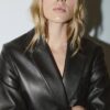 Blazer met reguliere pasvorm en leerlook Blazer met reguliere pasvorm en leerlook