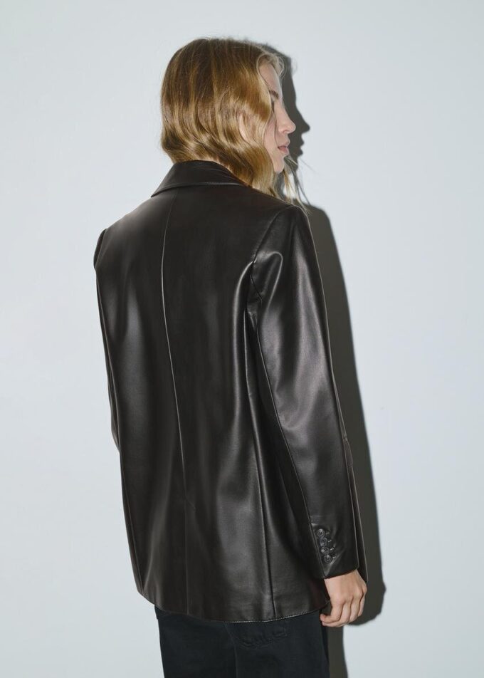 Blazer met reguliere pasvorm en leerlook Blazer met reguliere pasvorm en leerlook