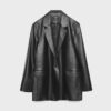 Blazer met reguliere pasvorm en leerlook Blazer met reguliere pasvorm en leerlook
