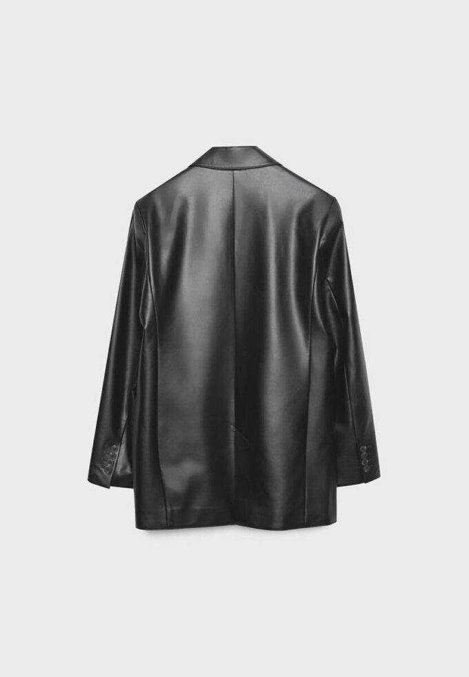 Blazer met reguliere pasvorm en leerlook Blazer met reguliere pasvorm en leerlook
