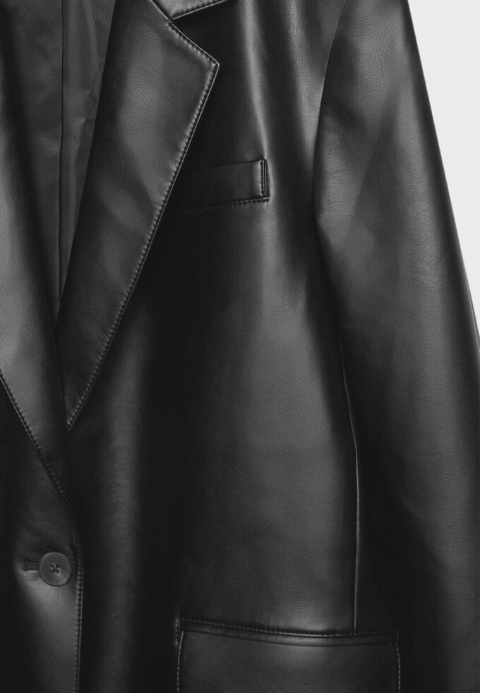 Blazer met reguliere pasvorm en leerlook Blazer met reguliere pasvorm en leerlook