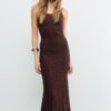 Blonde kanten midi-jurk met bandjes