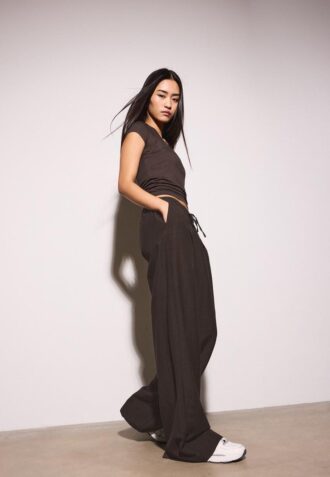 Broek met trekkoord en linnenlook
