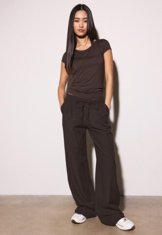 Broek met trekkoord en linnenlook
