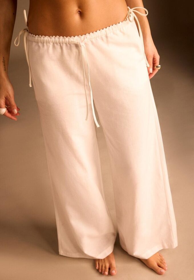 Broek met Wide Legs en linnenlook Broek met Wide Legs en linnenlook