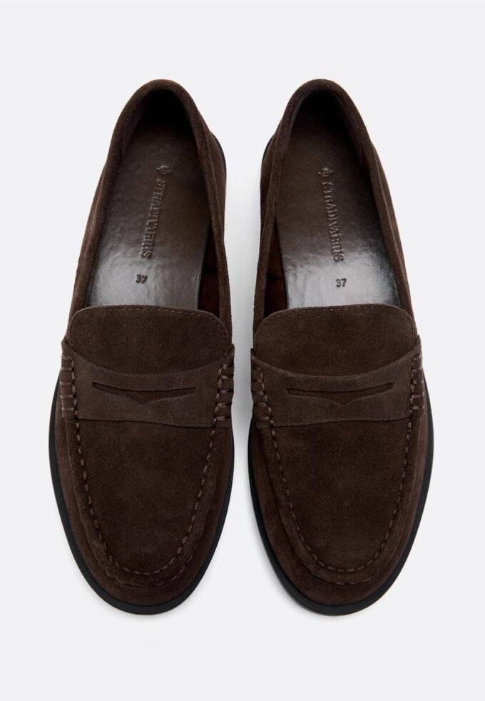 Bruine leren loafers