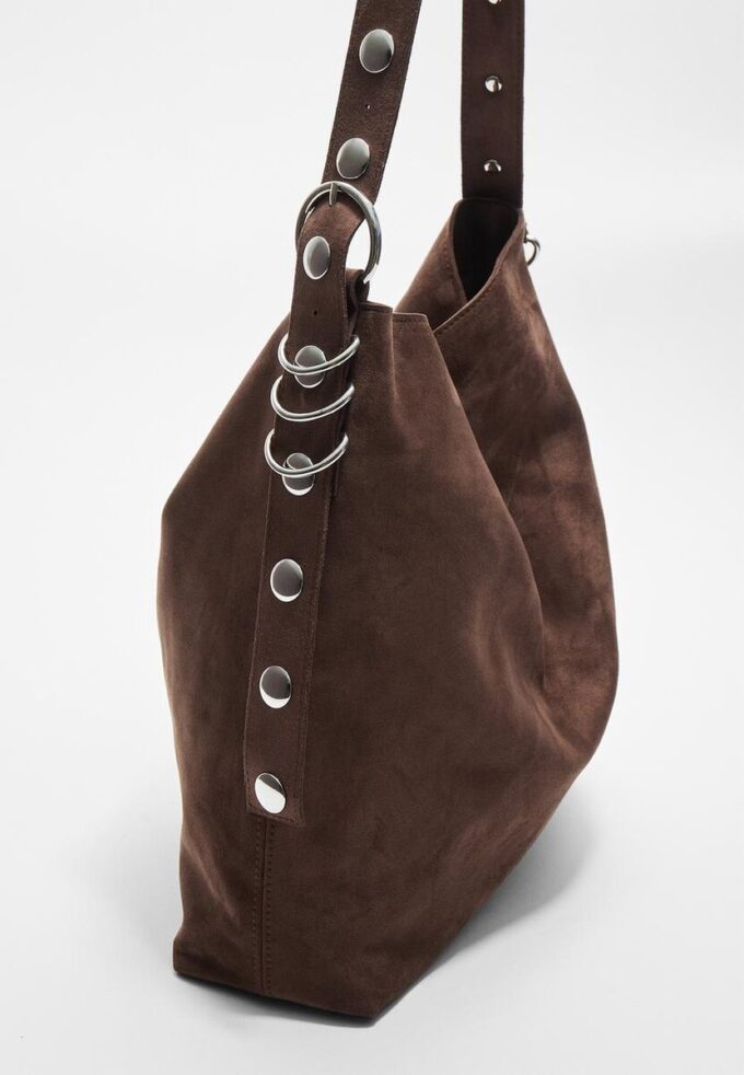 Bucketbag van imitatiesuède met riemdetail