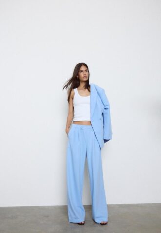 Casual gestreepte nette broek met gekruiste taille