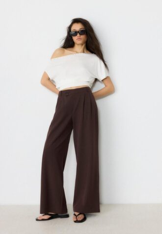 Casual gestreepte nette broek met gekruiste taille