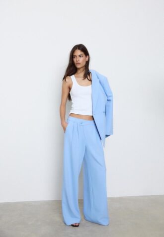 Casual gestreepte nette broek met gekruiste taille