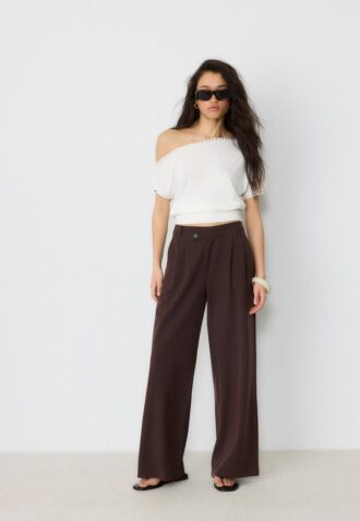 Casual gestreepte nette broek met gekruiste taille