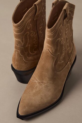 Cowboy-enkellaarzen van spaltleer